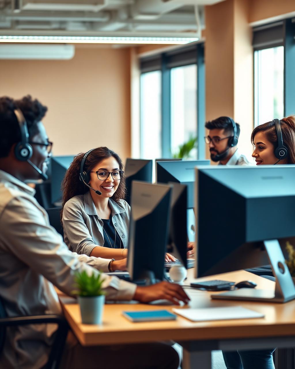 Remote Survey Group support team collaborating in the office