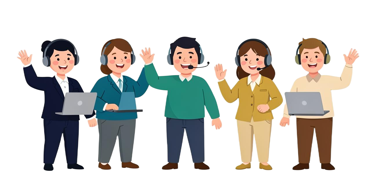 Cartoon illustration of the Remote Survey Group work-from-home team